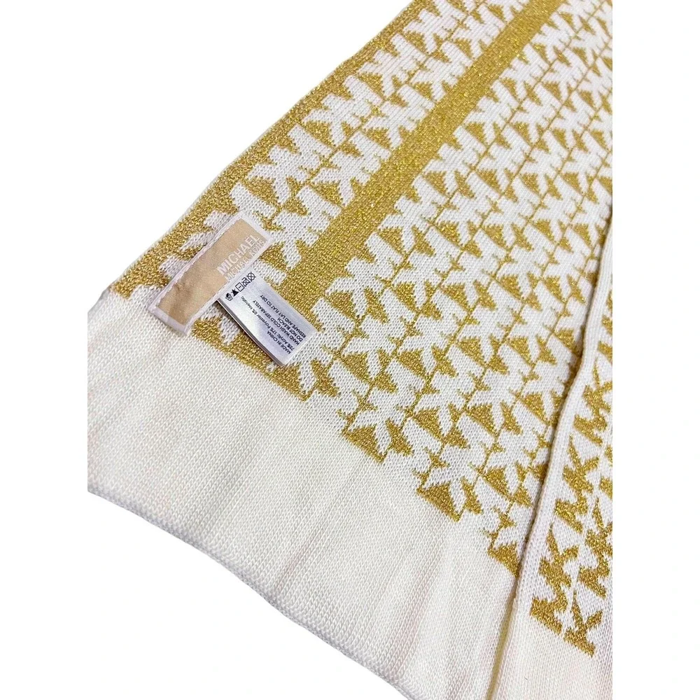 Michael Kors Scarf Gold Beige MK Monogram Logo‎ Women's Accessories